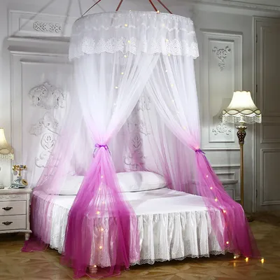 Produktbild von Deckenmontiertes Betthimmel Moskitonetz Doppelbett Moskitonetz Home Dome Faltbares Bettdach mit Haken,Rosenrot