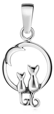 Produktbild von MATERIA by Matthias Wagner Kettenanhänger Katzen mit Mond Silber 925 KA-95