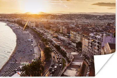 Produktbild von MuchoWow® Poster Sonnenuntergang - Stadt - Nizza 90x60 cm - Schlafzimmer