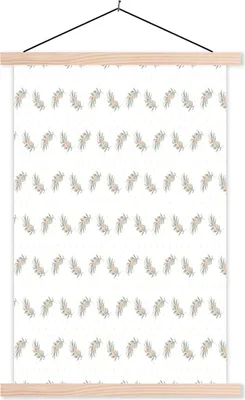 Produktbild von MuchoWow® Textilposter Vintage - Blatt - Muster 40x60 cm mit holzfarbenen Rahmen - Poster