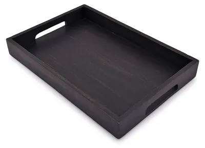 Produktbild von Rechteckiges Akazienholz-Tablett mit Griffen - 38,1 cm x 25,4 cm