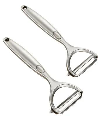 Image de INF Lot de 2 Éplucheurs Multifonctionnels en Acier Inoxydable: Lames Lisse et Dentelée