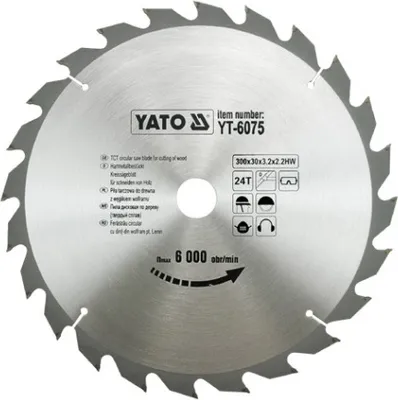 Produktbild von Yato YT-6075, Kunststoff, Holz, 30 cm, 3 cm, Hartmetall-bestücktes Wolfram (TCT), 2,2 mm, 6000 RPM
