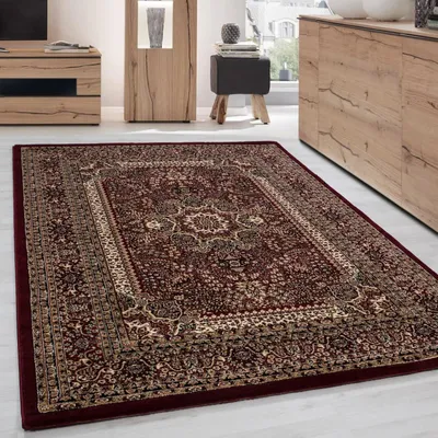 Produktbild von Klassischer roter und beiger Teppich mit orientalischem Muster – Wohn-/Esszimmer, 12 mm 160 x 230 cm