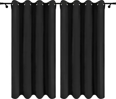 Produktbild von Fertige Vorhänge aus Velours mit Ösen 140x160 cm 2 Stücke Schwarz Blickdichte Gardinen