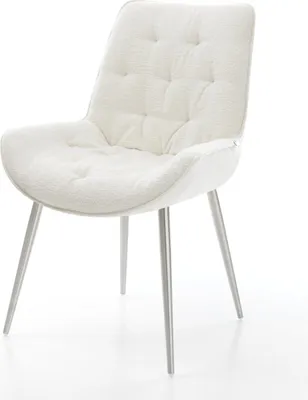 Produktbild von DELIFE Esszimmerstuhl Taimi-Flex Bouclé Soft Beige 4-Fuß konisch Edelstahl