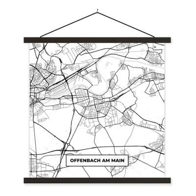 Produktbild von MuchoWow® Textilposter Offenbach am Main - Stadtplan - Karte 90x90 cm mit schwarzem Rahmen - Magnetisches