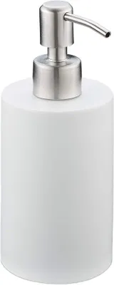 Immagine prodotto di Distributori di sapone moderni da 180 ml, bianchi, in poliresina e acciaio inossidabile