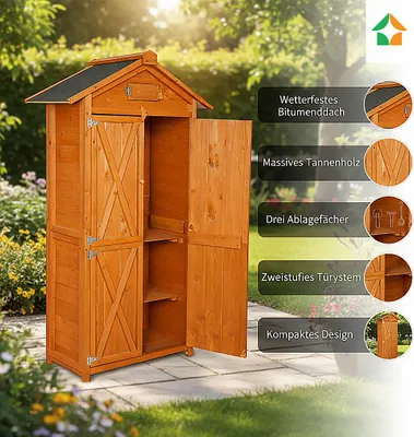 Produktbild von Werkzeugschrank aus Holz, ca. 88 x 45,5 x 168 cm, braun