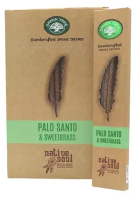 Produktbild von Räucherstäbchen Green Tree Native Soul Smudge "Palo Santo & Sweet Grass" 15gr. (8 Sticks)