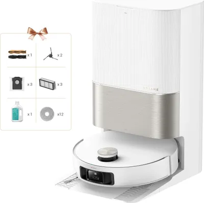 Obrázek produktu pro Dreame X50 Ultra, Kombinovaný, Černá, Nerezová ocel, Bílá, Kulatý, 0,395 l, 4,5 l, Koberec, Intenzivní