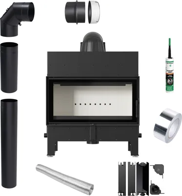 Kamineinsatz-Luftkamin KRATKI FLOKI L 12 kW fi 200 Rohrset