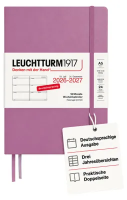 Produktbild von LEUCHTTURM1917 Wochenkalender 2027 Medium (A5) - Deutsch, Dusty Rose, Hardcover, 145 x 210 mm, 18 Monate - 07. 2026-12.2027, 1 Woche pro Doppelseite, 80 g/m² Papier mit hoher Tintenverträglichkeit – D