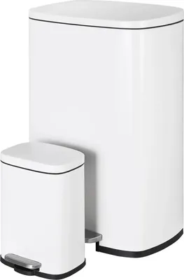 Image de Poubelle de cuisine,à pédale, design anti-salissures, BLANC, 50L 5L