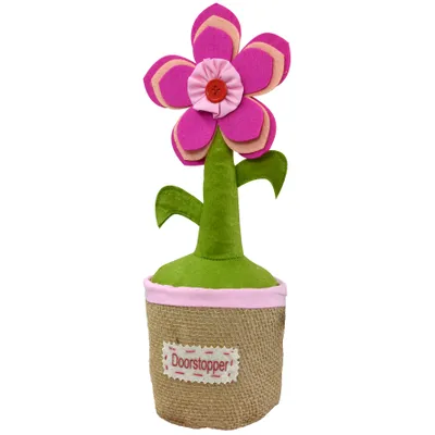Immagine prodotto di Fermaporta WAGNER PINK FLOWER - Ø 14 x 38 cm, qualità artigianale con motivo a pianta in vaso, tessuto e sabbia, 1500 g - 15519701