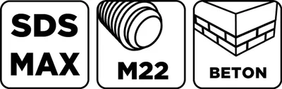 Image de GRAPHITE Adaptateur SDS Max pour couronne de forage avec filetage M22, longueur de l'adaptateur : 190 mm acier 40Cr, longueur du foret 18/190 mm ⌀ 8 mm pour le forage du béton