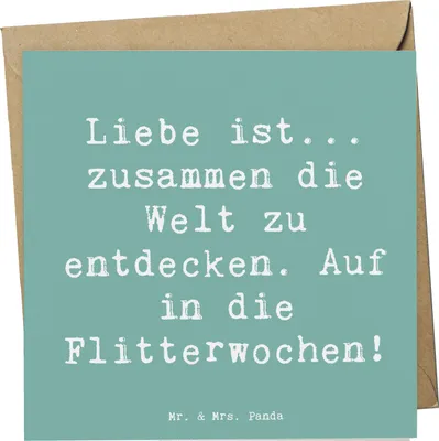 Produktbild von Mr. & Mrs. Panda Deluxe Karte Spruch Liebe Flitterwochen - Meeresbrise - Geschenk, neue Orte, Hochzeitskarte, Brautpaar, Zweisamkeit, Hochzeitsfeier, Heiraten, Ehe, Herz