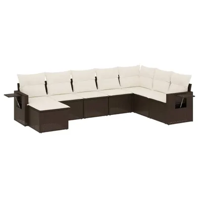 Produktbild von 8-tlg. Garten-Sofagarnitur mit Kissen Braun Poly Rattan