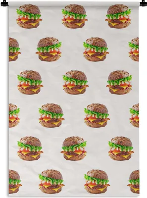 Produktbild von MuchoWow® Wandteppich Wandbehang Hamburger - Farben - Muster 90x135 cm Tapisserie Dekoration Wandtuch - Baumwolle - Wandskulptur