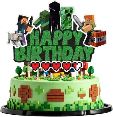 Immagine prodotto di Decorazioni per torte a tema videogiochi per ragazzi - Decorazioni per torte per feste di compleanno per bambini - Set di topper per torte - Compleanno - Festa
