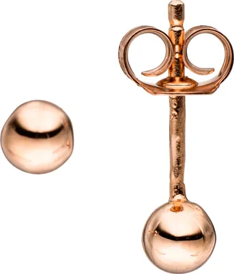 Produktbild von Ohrstecker Kugel 925 Sterling Silber rotgold vergoldet Ohrringe Silberohrstecker