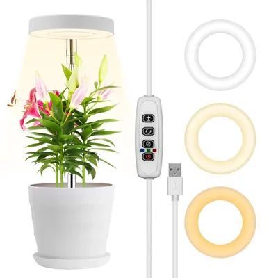 Produktbild von LED Pflanzenlampe Vollspektrum Dimmbar Pflanzenlicht Höhenvertellbar Wachstumslampe Zimmerpflanze Grow Lampe mit Timer, USB-Kabel