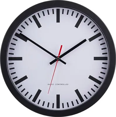 Produktbild von EUROTIME Funk-Wanduhr Bahnhof-Style, schwarz