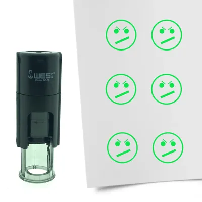 Obrázek produktu pro CombiCraft Stamp Smiley nespokojený kulatý 10mm - zelený inkoust