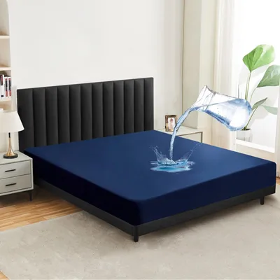 Obrázok produktu pre Vodotesný ochranný poťah na matrac, elastický, 180x200 cm - tmavomodrá farba