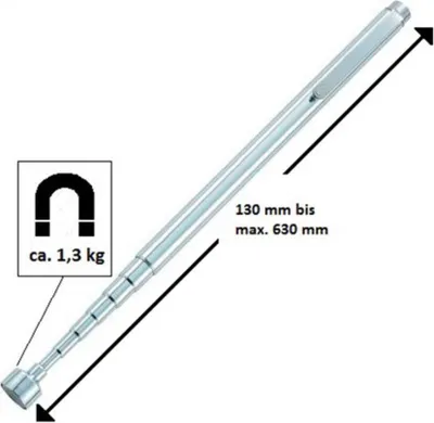 Produktbild von TOOLCRAFT TO-6541704 Magnetheber in Stiftform ausziehbar 130 - 630 mm 1,3 kg Hebekraft Magnetheber