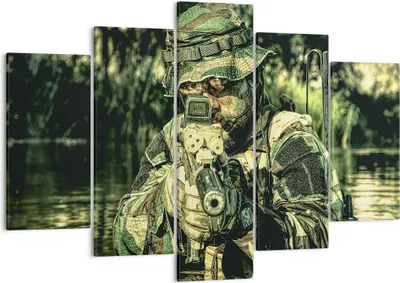 Produktbild von Bild auf Leinwand - Leinwandbild - Soldat Gewehr - 150x100cm - Wand Bild - Wanddeko - Wandbilder - Leinwanddruck - Bilder - Kunstdruck - Wanddekoration - Leinwand bilder - Wandkunst - EA150x100-3945