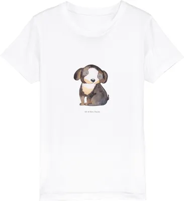 Produktbild von Mr. & Mrs. Panda Kleinkinder T-Shirt Hund Entspannen 12-14 Jahre (152/164) - Weiß - Geschenk, Süß, Teenager, Sprüche, Entspannt, Schwarzer, Kinder Öko, Kindershirt, Shirt