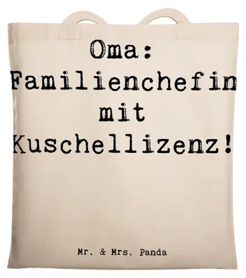 Produktbild von Mr. & Mrs. Panda Einkaufstasche Spruch Oma Familienchefin - Transparent - Geschenk, Großmutter, Tasche, Omi, Liebe, Shopping, Kuscheln, einzigartige Designs, handgemacht
