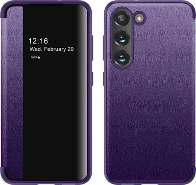 Produktbild von Galaxy S23 Hülle, Schlank Kunstleder Klapp Ledertasche Schutzhülle für Samsung Galaxy S23 Lila