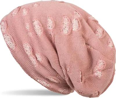 Produktbild von styleBREAKER warme Feinstrick Beanie Mütze im Destroyed Pailletten Look und weichem Fleece Innenfutter, Slouch Longbeanie, Damen 04024127