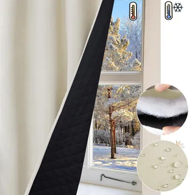 Produktbild von 1x Outdoor Thermovorhang gegen Kälte und Hitze – Türvorhang, wasserdicht, Verdunkelungsvorhang mit Ösen für Garten Terrasse, Fenstervorhang, 132x274cm