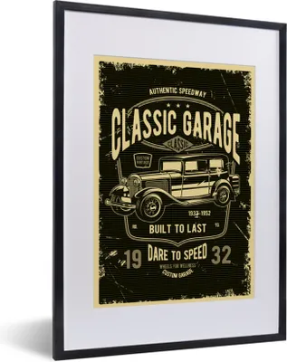 Produktbild von MuchoWow® MuchoWow® Gerahmtes Poster Mancave - Auto - Retro - Garage 30x40 cm - Poster mit zchwarzem Bilderrahmen - Wandposter Schlafzimmer