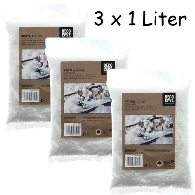 Produktbild von Dekoration Kristallschnee - Kunstschnee - Weihnachten - 3 Beutel à 1 Liter - Weiß
