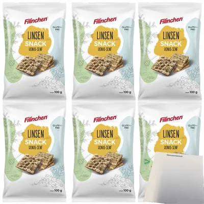 Produktbild von Filinchen Erbsen-Snack Honig Senf Cracker 6er Pack (6x100g Packung) + usy Block