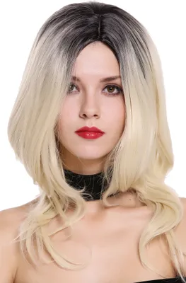 Produktbild von WIG ME UP Perücke Schulterlang Mittelscheitel Ombre Schwarz Platin ZM-1733-613CR1B