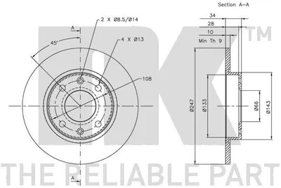 Immagine prodotto di 2x Disco freno NK 319910 per PEUGEOT 206 Hatchback (2A/C) 405 I (15B)