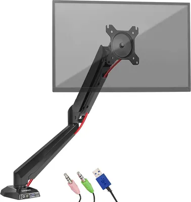Produktbild von Duronic DMUSB5X1 Monitorhalteurng / Tischhalterung für einen LCD/ LED Monitor mit Neig-, Schwenk- und Rotierfunktion (+85°/-90 | 180° | 360°) mit USB- und Kopfhörerbuchsenanschluss