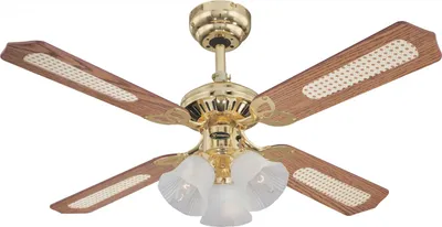 Produktbild von Deckenventilator mit Beleuchtung und Zugketten Princess Trio 105 cm Messing poliert