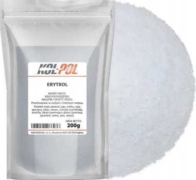 Zdjęcie produktu dla ERYTROL 200g Erytrytol Naturalny słodzik 0 kalorii Zamiennik cukru Kol-Pol