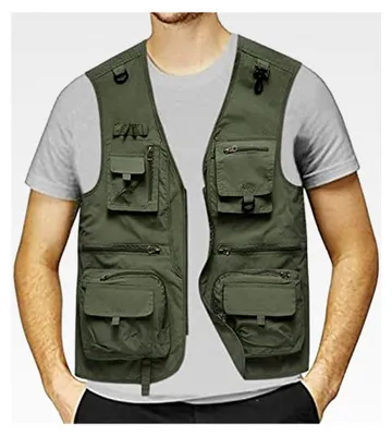 Produktbild von Angelweste Herren mit mehreren Taschen, Funktionsweste, Cargoweste, schnelltrocknende Fotoweste, Sportweste für den Sommer, ärmellose Jacke, leichte Camping- und Jagdweste, Multifunktionsweste für Wanderungen