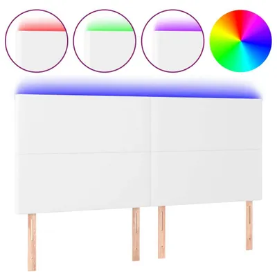 Produktbild von vidaXL LED Kopfteil Weiß 200x5x118/128 cm Kunstleder