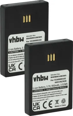 Produktbild von vhbw 2x Akku kompatibel mit Innovaphone IP62, IP63 schnurlos Festnetz Telefon (950 mAh, 3,7 V, Li-Ion) Schwarz