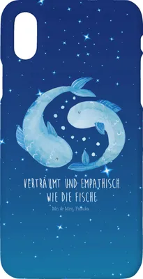 Produktbild von Mr. & Mrs. Panda Iphone 10 Handyhülle Sternzeichen Fische - Sternenhimmel Blau - Geschenk, Geburtstag Februar, Sternbild, Handy, März, Hülle, X, Fisch, Cover