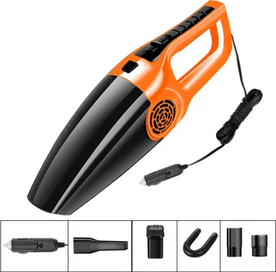 Immagine prodotto di 120W 3600mbar Auto Aspirapolvere bagnato e asciutto doppio uso palmare 12V Arancione Nero
