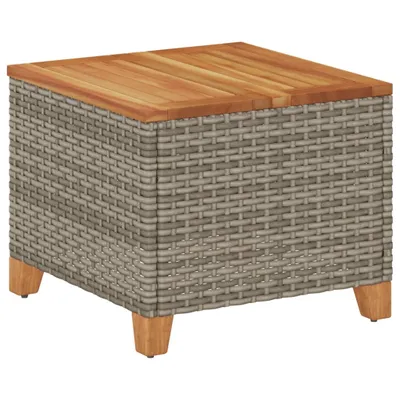 Produktbild von vidaXL Gartentisch Grau 45x45x37 cm Poly Rattan Akazienholz